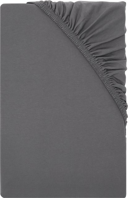 LIVARNO Jersey-Spannbettlaken aus Baumwolle, Anthrazit, B/T: 140-160 x 200 cm - Bild 1
