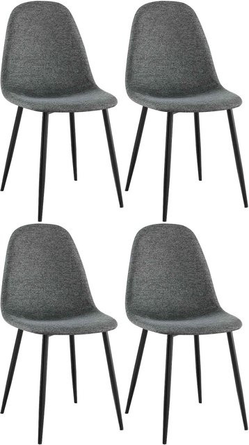 CLP Esszimmerstühle Napier 4er Set, gepolsterte Küchenstühle mit Rückenlehne in Grau, modern - Bild 1
