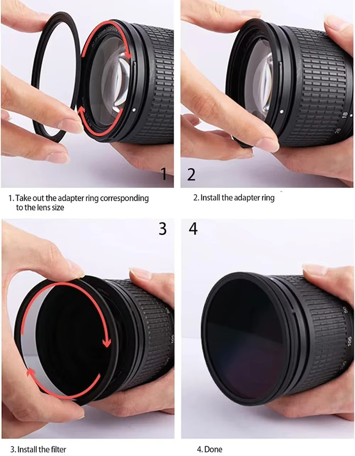 Naiken Step-Up-Ring Set Metall-Adapterring für Kameraobjektivfilter Schwarz, 30 mm auf 37 mm - Bild 6