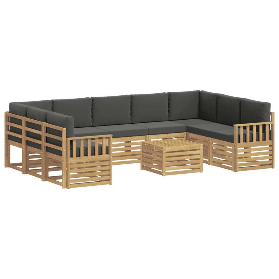 vidaXL Outdoor-Sofagarnitur 8-teilig in L-Form aus Akazienholz mit Polstern, Weiß und Anthrazit, B/T/H: 59 x 59 x 37 cm - Bild 2