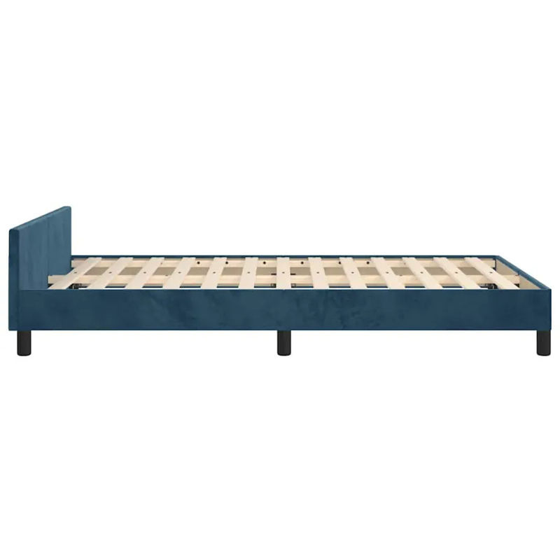 vidaXL Bettgestell mit Kopfteil aus Samt in Dunkelblau, B/T/H: 120 x 200 cm - Bild 3