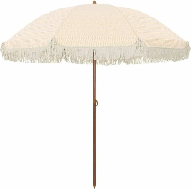 vidaXL Sonnenschirm in Gelb und Weiß mit geometrischem Design aus Polyester und Stahl, B/T/H: 205 x 205 x 210 cm - Bild 1