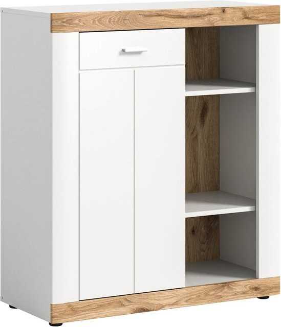 Inn.Furn Kommode in Weiß und Eiche mit Soft-Close-Schubladen, B/H: 91 x 104 cm - Bild 1