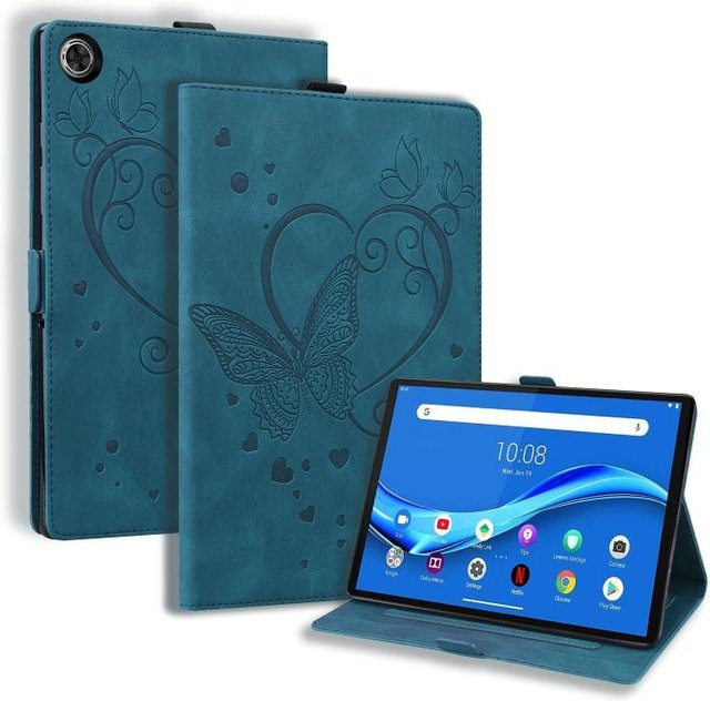 Lenovo Tab M10 Plus TB-X606F TB-X606X Schutzhülle mit Liebesschmetterlingsmuster als horizontale Ledertasche in Blau - Bild 1