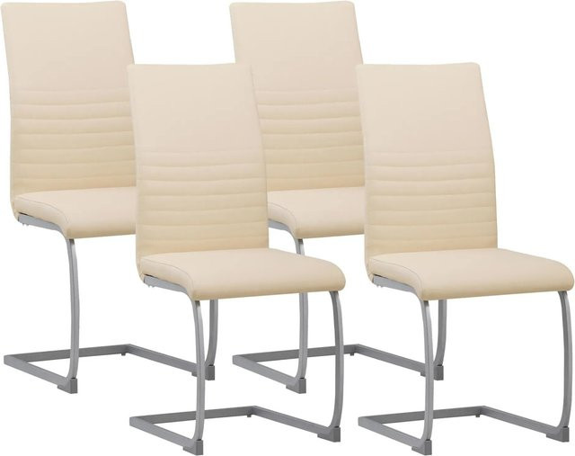 Albatros MURANO Freischwinger Stühle 4er Set in Beige mit Kunstleder-Bezug und Stahlgestell - Bild 1