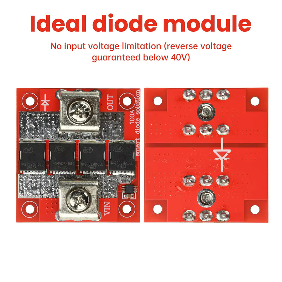 100 A Hochstrom-Diodenmodul als Solarregler mit Anti-Reverse-Ladefunktion und Anti-Reverse-Stromschutz in Rot - Bild 2