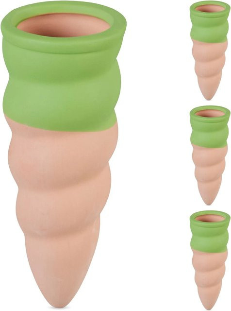 Relaxdays Tonkegel aus Keramik in Grün, 4er Set, Höhe: 11,5 cm, Durchmesser: 4,5 cm - Bild 1