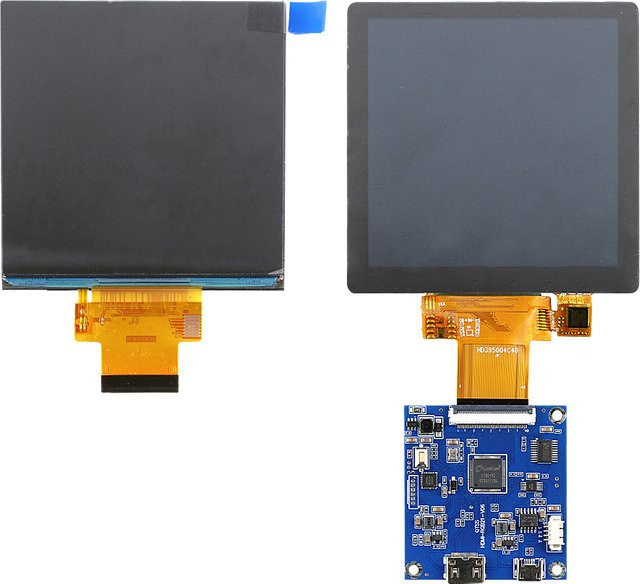 UICPAL 4,0 Zoll TFT LCD Display Modul Quadrat mit HDMI und Touch GT911, 480 x 480 Pixel, 3WSPI RGB 18Bit, 40Pin, 3,3 V, ST7701S, Schwarz - Bild 1