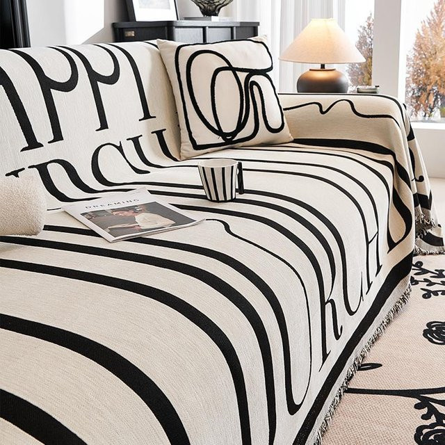 Super Six Chenille Sofa-Decke mit Buchstaben-Design in Grau, B/B: 180 x 130 cm - Bild 1