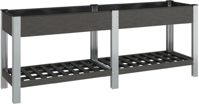 vidaXL Garten-Hochbeet mit Ablage aus WPC in Grau, B/T/H: 200 x 50 x 75 cm - Bild 1