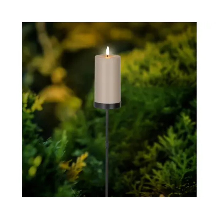 LUMINEO Solarleuchte Gartenstecker Kerze in Braun und Beige - Bild 2