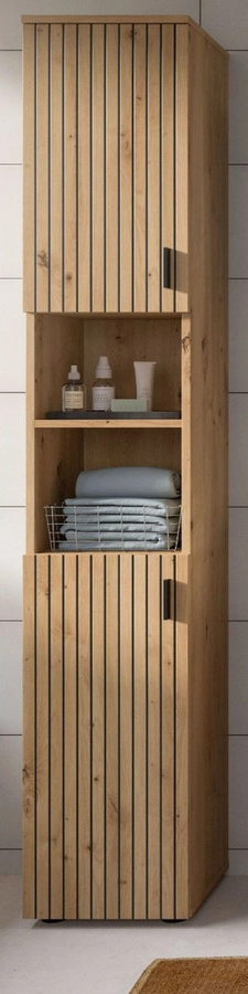 Badezimmer Hochschrank Livia in Eiche Matt, Breite: 30 cm, Höhe: 192 cm - Bild 1