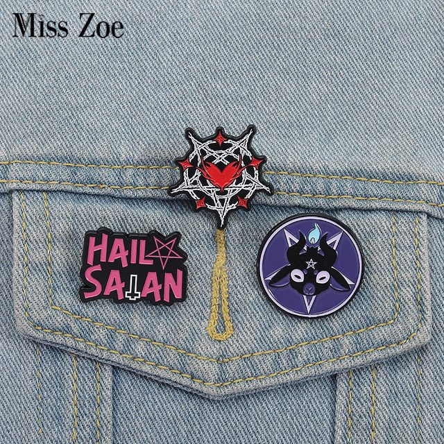 Miss Zoe Brosche, Emaille, Satanische Schafe, Pentagramm, Unisex - Bild 1