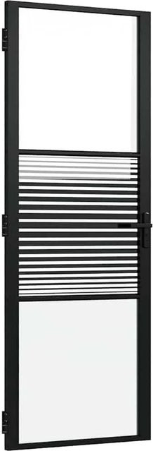 vidaXL Glastür in Schwarz und Transparent mit Aluminiumrahmen, minimalistisches Design, B/T/H: 76 x 3,5 x 201,5 cm - Bild 1