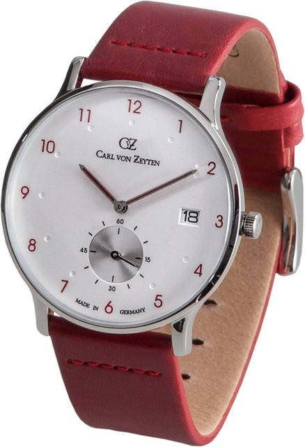 Carl von Zeyten Herrenuhr, Quarz, Edelstahl, 42 mm, Leder, Weiß - Bild 1