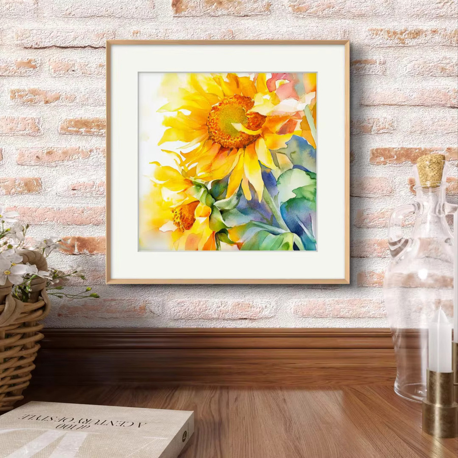 Moderne Sonnenblumen-Leinwandkunst von SHENCHEN als bunter floraler Wanddruck in Multicolour - Bild 3