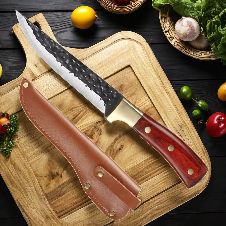 Allwin Houseware W Handgeschmiedetes Kochmesser aus Edelstahl mit Holzgriff in Mehrfarben - Bild 4