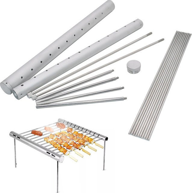 Hot Mini Pocket Grill tragbarer Klappgrill aus Edelstahl in Silber B/T/H: 30,7 x 27,5 x 21,2 cm - Bild 1