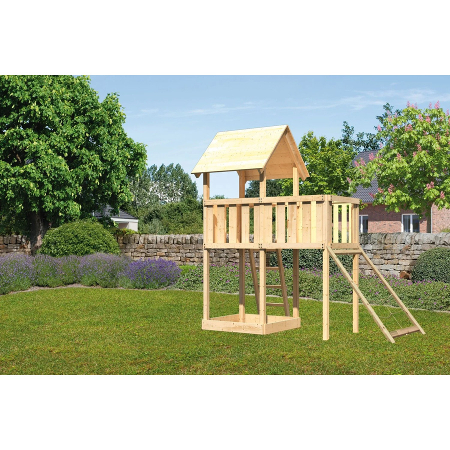 Karibu Spielturm Lotti mit Anbauplattform und Netzrampe - Bild 2
