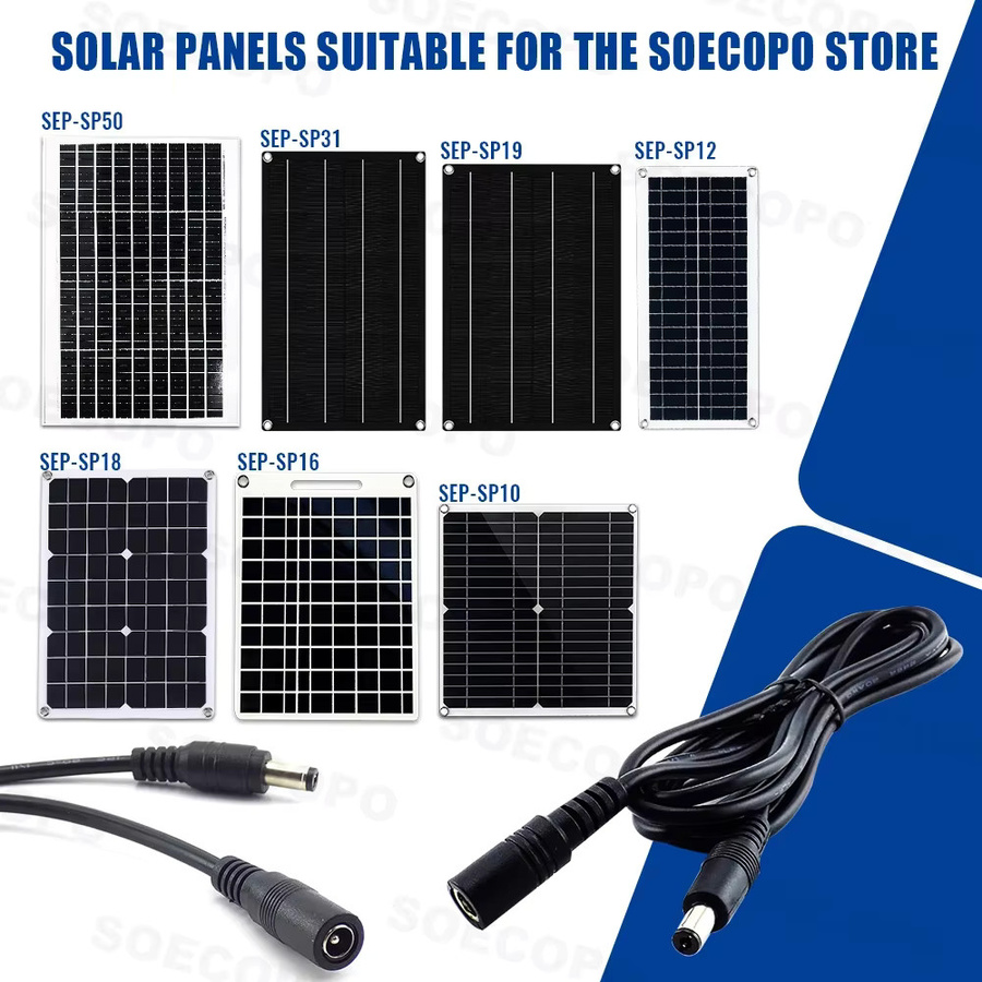 SOECOPO DC-Stromverlängerungskabel in Schwarz, 2 Meter Länge für Solarmodule, IP-Kameras, CCTV, LED-Schilder und Router - Bild 2