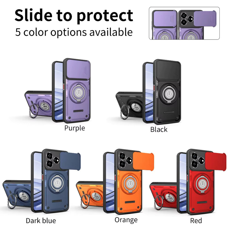 Magnetische Handyhülle für ZTE Blade V60 Design A56 A55 A36 A35 Axon 60 mit 360° Autohalterung, Ring-Kickstand und Kameraschutz in Lila - Bild 2