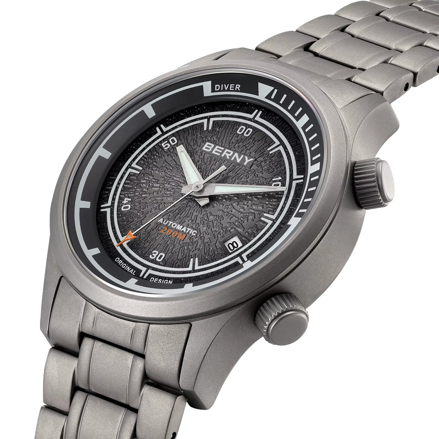 BERNY Taucheruhr, Automatik, Titan, Saphirglas, 20 ATM, Herren - Bild 2