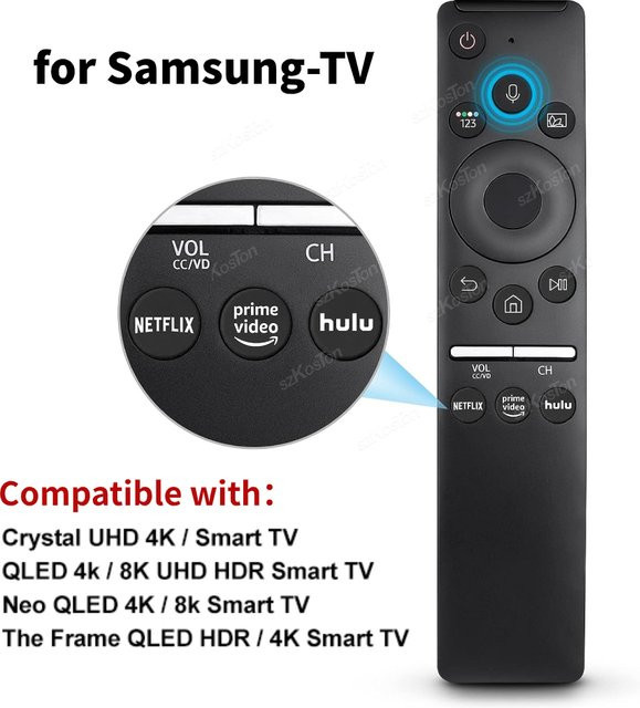 Samsung Universal Ersatz-Sprachfernbedienung für Smart TV Modelle QLED LED LCD in Schwarz - Bild 1