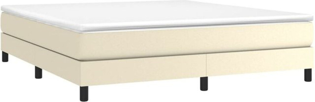 vidaxl Boxspringbett mit Matratze aus Kunstleder in Creme und Beige B/T/H: 180 x 200 cm - Bild 1