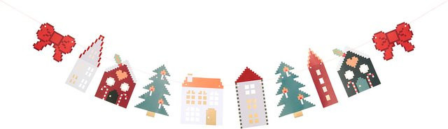 Rico Design Paper Poetry Genähte Girlande Häuser in Bunt für Weihnachten und Winterzeit - Bild 1