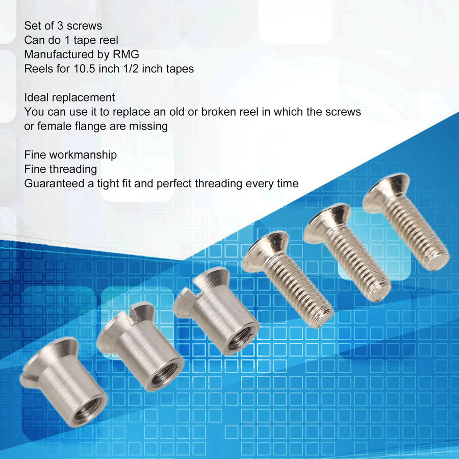 3-teiliges Trident-Schraubenset in Silber, universeller NAB-Hub-Aufnahmewickler für 3M, RMGI, TEAC und Ampex, 10,5 Zoll x 1/4 Zoll - Bild 2