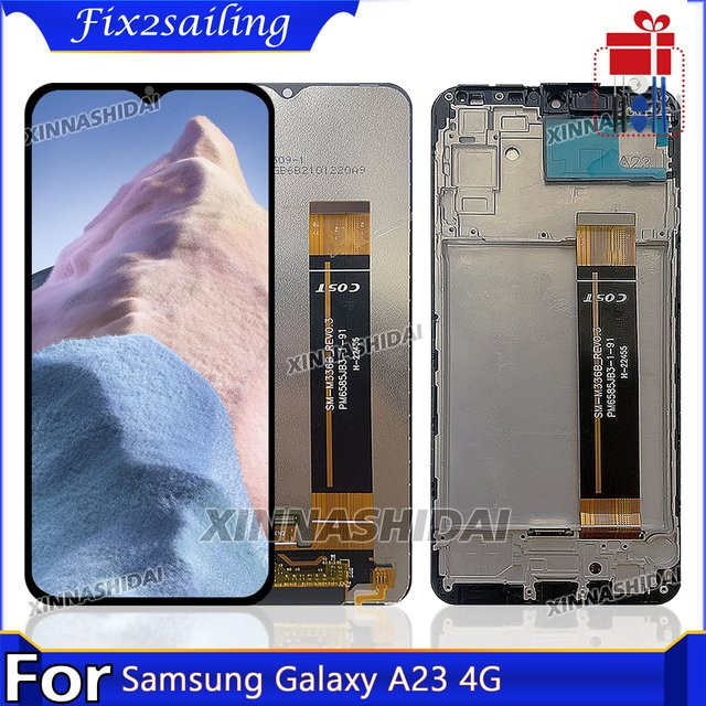 Samsung A23 4G LCD-Display Touchscreen-Digitizer-Baugruppe mit Rahmen in Schwarz - Bild 1