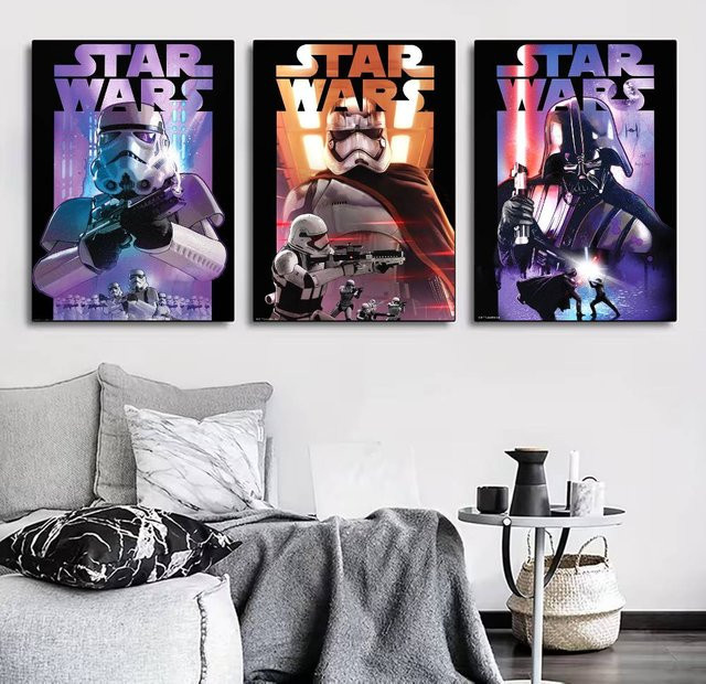 Star Wars Poster Wandkunst Mehrfarbig Rahmenlos für Wohnzimmer und Büro - Bild 1