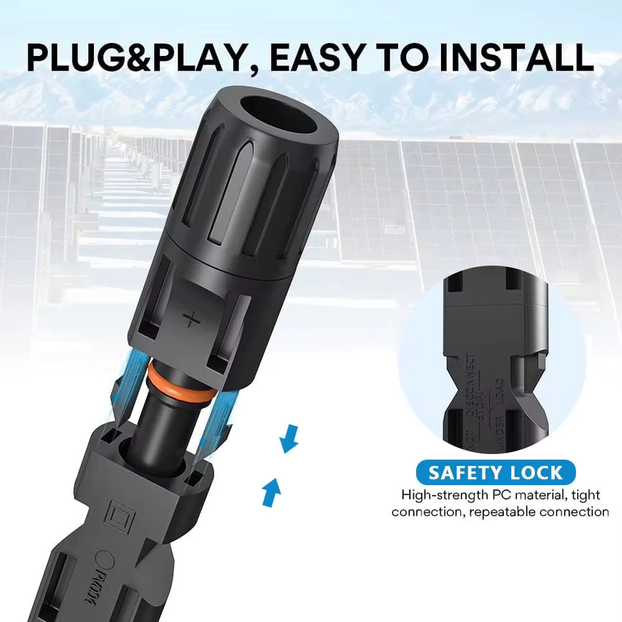 Y&H Wasserdichte Stecker und Buchsen für PV-Kabel in Schwarz für Solarwechselrichter, Solarmodule und PV-Systeme - Bild 5