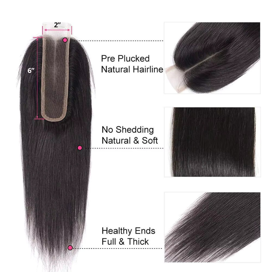 Linhua Echthaar Extensions, gewellt, 2x6 Spitzenverschluss, Damen - Bild 2