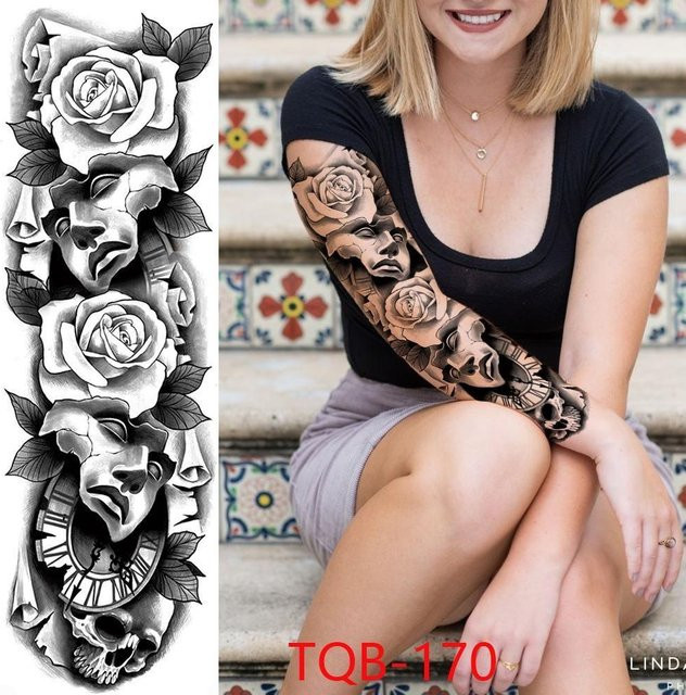 Temporäre Tattoo-Ärmel Flower Love, Unisex - Bild 1