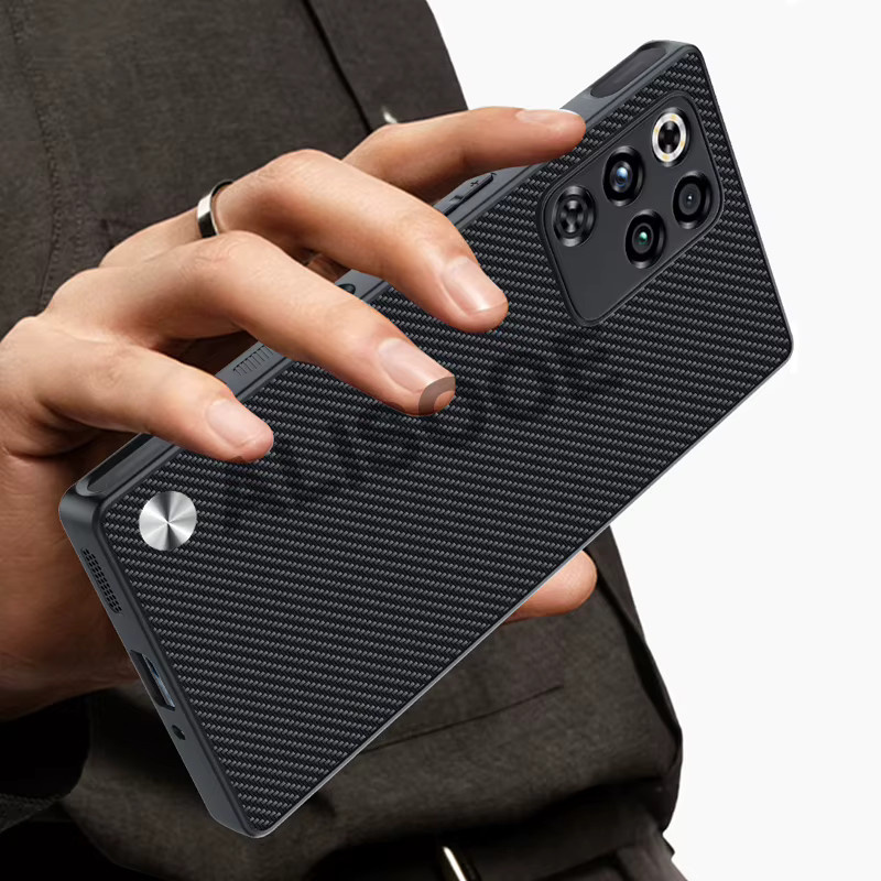 Luxus Schutzhülle aus PU-Leder mit Fasertextur für Nubia Red Magic 11 Pro Plus in Orange und Schwarz - Bild 3