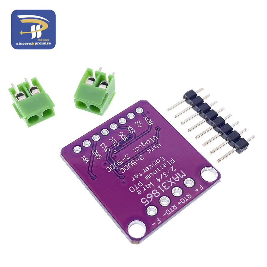 MAX31865 RTD-zu-Digital Converter Board für PT100 und PT1000 Temperatur-Sensoren, Verstärker-Modul für Arduino, Farbe: Lila - Bild 2