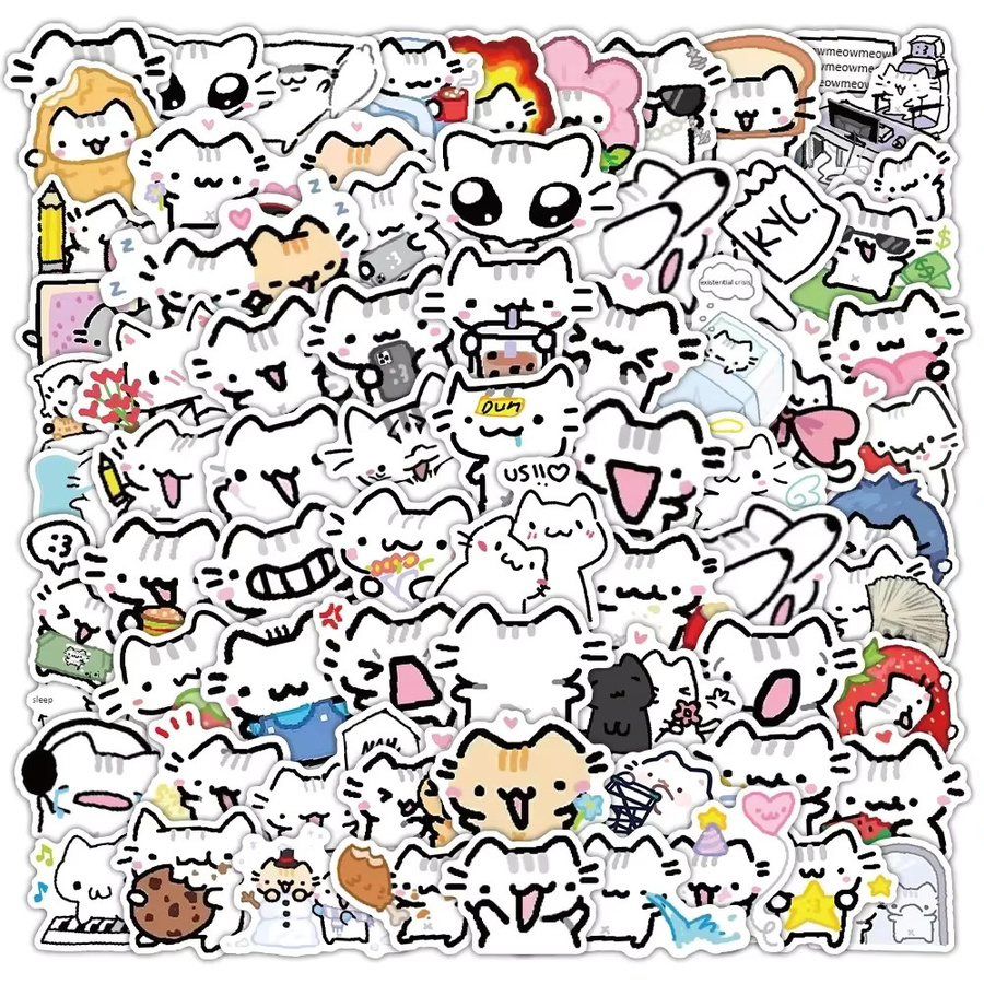 72 Stück Kawaii Pokky Katze Aufkleber Set, bunte Tier Meme Graffiti Sticker für Laptop, Telefon, Gepäck und Skateboard von GOGOTU - Bild 3