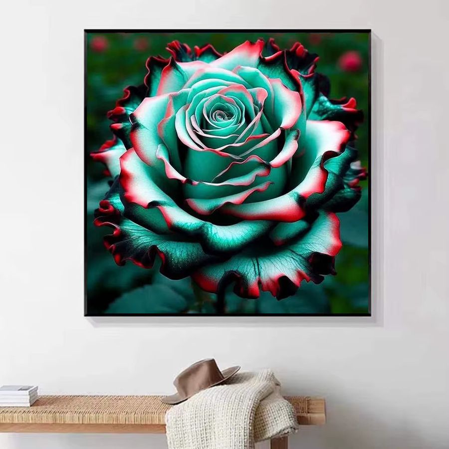 HUACAN DIY 5D Diamant-Stickerei-Set bunte Rose auf Leinwand, Multicolor 3D-Mosaik Strass-Kunst Set - Bild 4