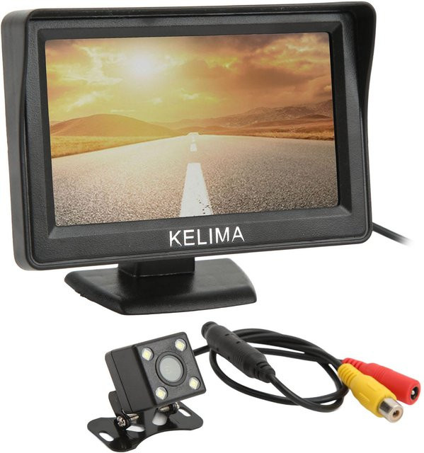 Koogeelife Rückfahrkamera-Kit mit 4,3 Zoll Rückspiegelmonitor, 120 Grad Weitwinkel, IP68 Wasserdicht und Nachtsicht, beige - Bild 1