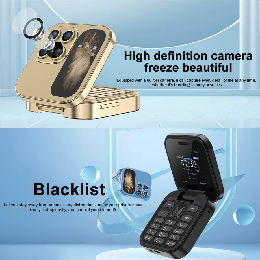 SERVO Mini Klapphandy 2G in Schwarz mit 1,77-Zoll-Display, Dual-SIM, FM-Radio und Taschenlampe - Bild 5