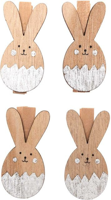 Rico Design Dekoklammern Osterhase in Silber für Ostern und Frühling, 4 Stück - Bild 1