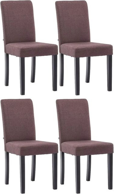 4er Set Esszimmerstühle DELUKE DALAN aus Stoff in Braun mit schwarzen Holzbeinen, B/T/H: 41 x 47 x 91 cm - Bild 1