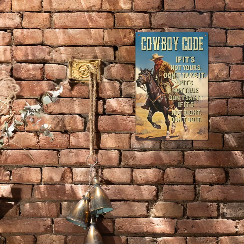 Putuo Decor Vintage Metall-Blechschild Cowboy Wandkunst zur Dekoration in Mehrfarbig - Bild 4
