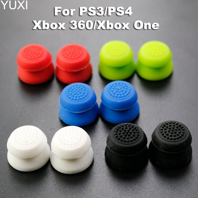 YUXI Analoge Joystick-Verlängerungskappe für PS4, PS4 Pro, Slim, PS3, Xbox One und Xbox 360 Controller, Joystick-Abdeckung in Schwarz und Multicolour - Bild 1