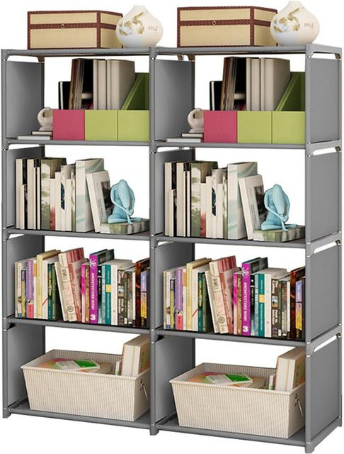 Artleeh 5-Tier Bücherregal mit 8 Würfeln als freistehender Organizer in Grau - Bild 1