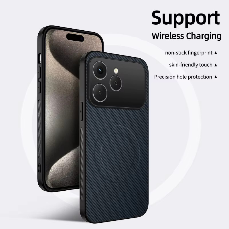Magnetische MagSafe Schutzhülle mit Kevlar-Streifen für Tecno Spark 40 10 4G und Infinix Hot 60 / 60i in Schwarz - Bild 5
