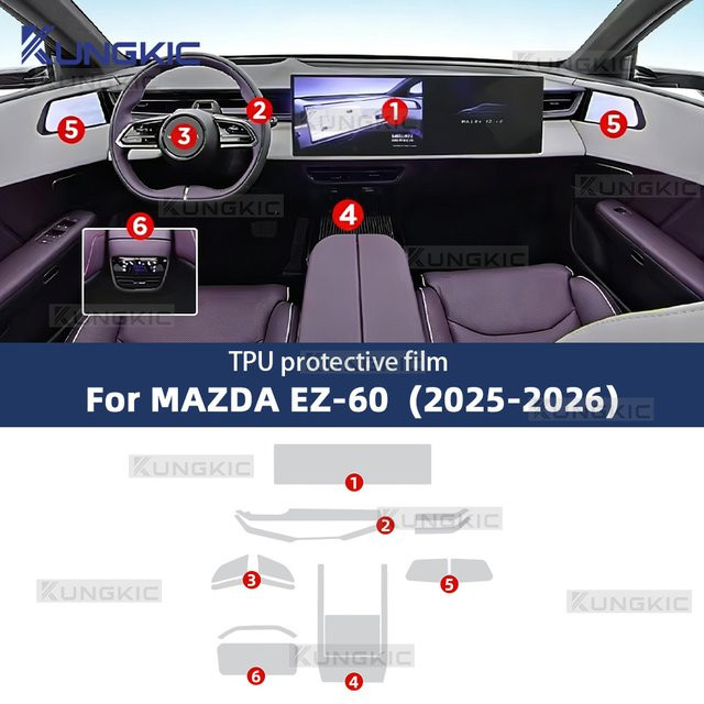 KUNGKIC PPF Schutzfolie für Mazda EZ-60 2025 2026 Transparent TPU Innenraum Schutz für GPS-Navigation und Mittelkonsole - Bild 1