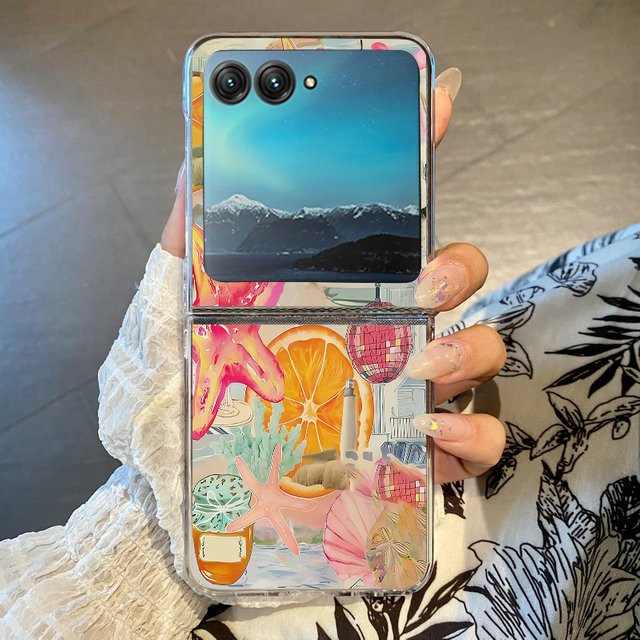 Stoßfeste Klapphülle mit Seestern-Lichtkugel-Aufdruck für Motorola Razr 60 50 40 Ultra in Bunt und Transparent - Bild 1