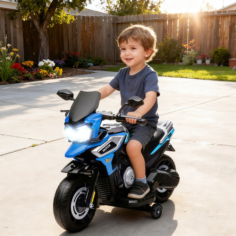 AIYAPLAY Elektrisches Kinder-Motorrad, 6V Kinder-Elektromoped, Blau, ab 1,5 Jahre - Bild 1